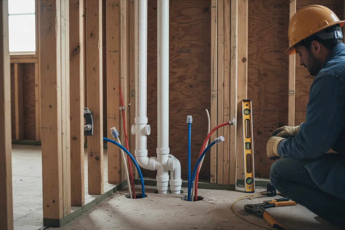 Drain and supply rough-in during Leak Detection in Lamont